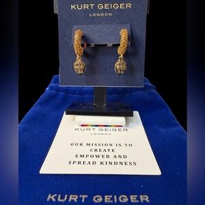 Kurt Geiger Citrine-Colored Hoop Eagle Earrings & Dust Bag NWT (A769)
